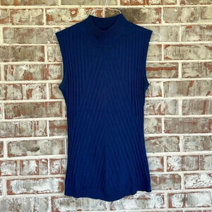 Lane Bryant Navy Ribbed Sleeveless Mock Sweater